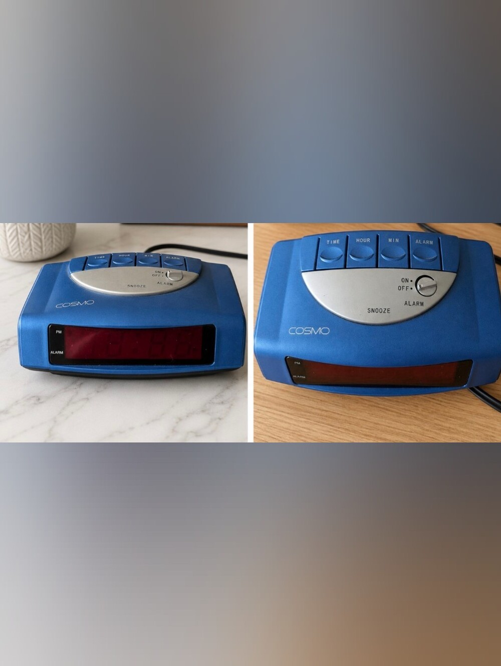 Blue Portable Clock Radio - Compact Alarm Speaker